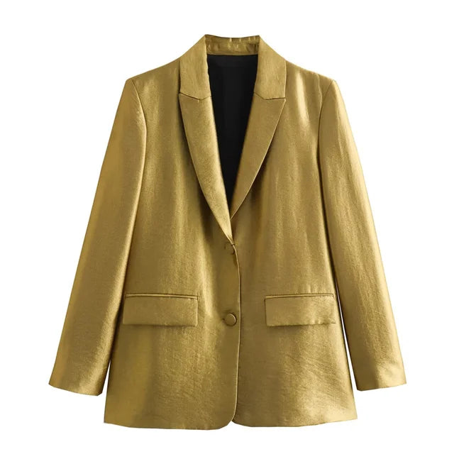 Blazer - Gerader Schnitt - Gold - Sommer