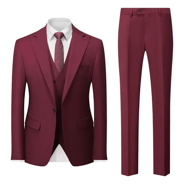 Dreiteiliger Herrenanzug - Anzug - Blazer + Gilet + Hose - Formal - Sommer