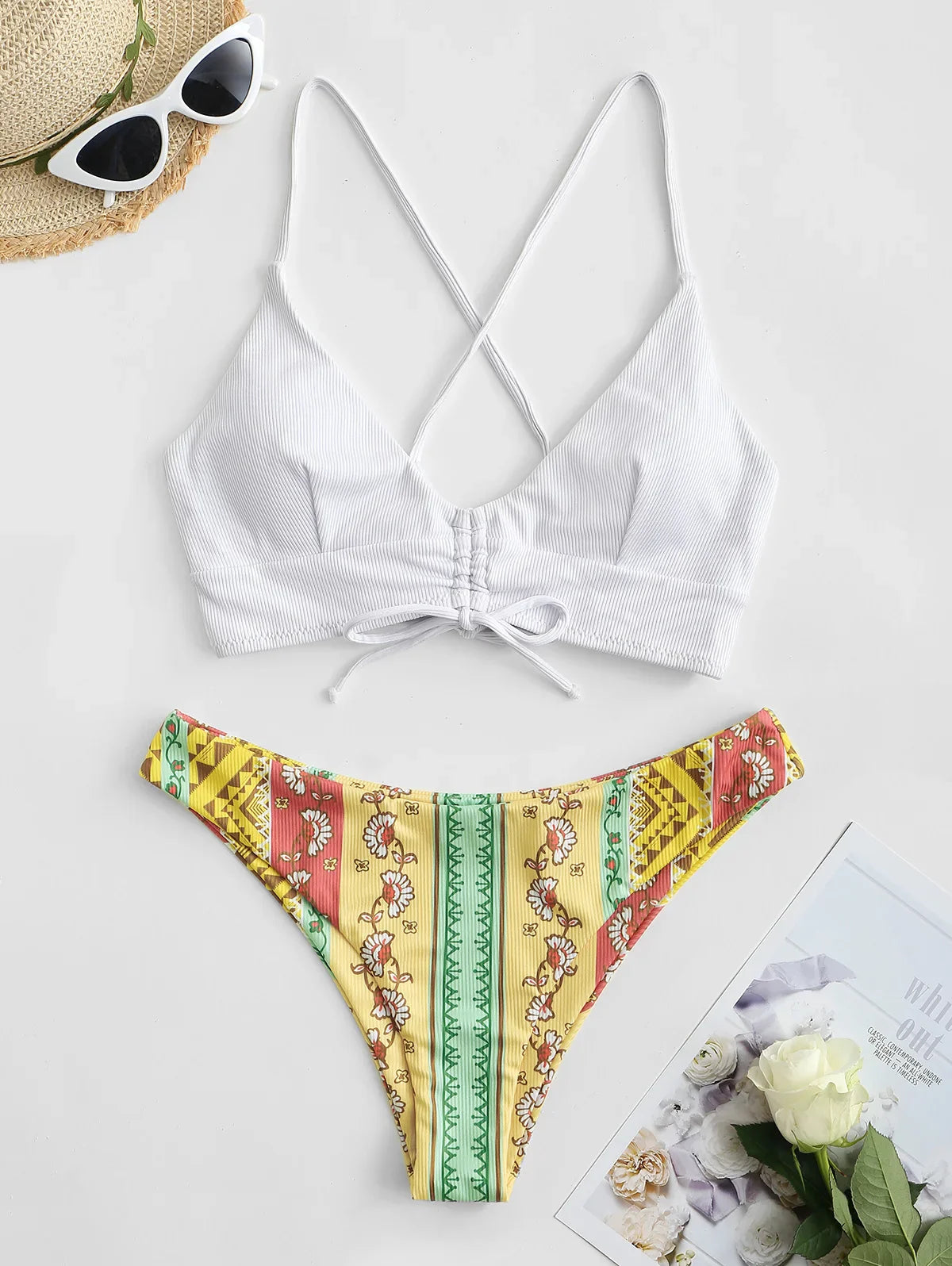 Bikini - Luxusdruck - Hohe Taille - Sommer