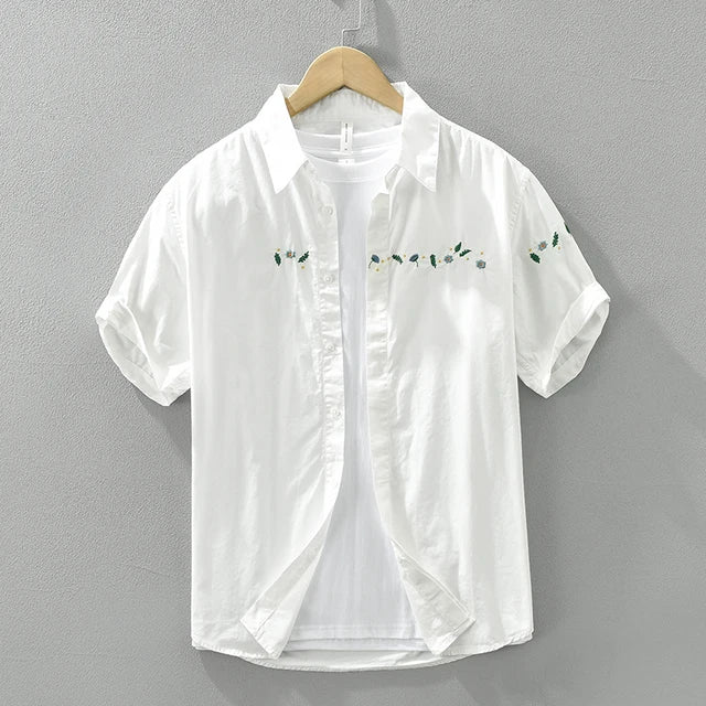 Kurzärmeliges Shirt - Blumenstickerei - Sommer