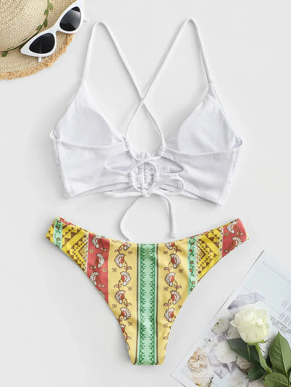 Bikini - Luxusdruck - Hohe Taille - Sommer