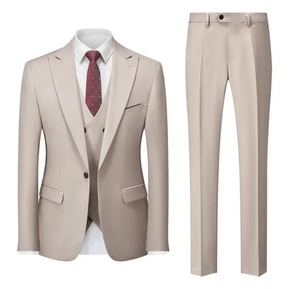 Dreiteiliger Herrenanzug - Anzug - Blazer + Gilet + Hose - Formal - Sommer