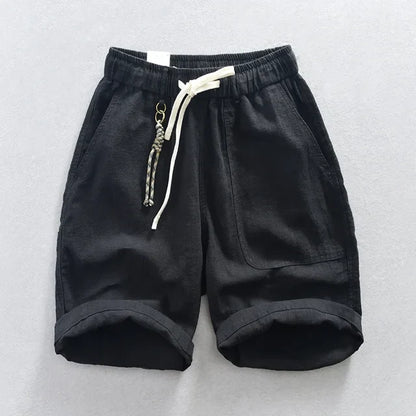 Shorts - Einfarbig - Baumwolle/Leinen-Mischung - Sommer - Elastische Taille