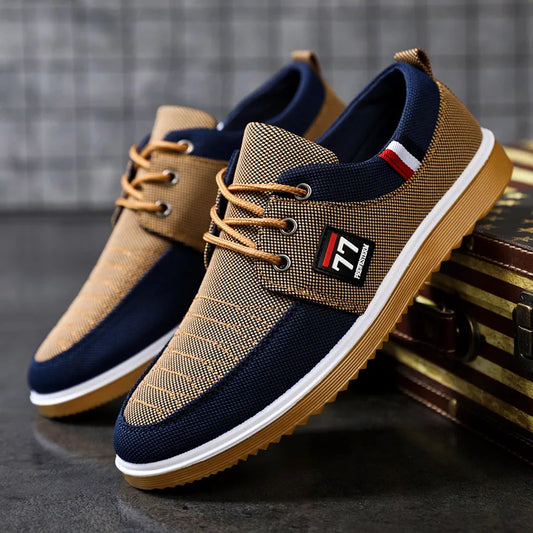 Lässige Herren Schnürschuhe aus Canvas – Atmungsaktive Freizeitschuhe mit Gummisohle