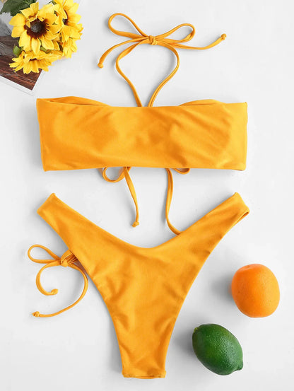 Bikini - Halfter-Krawatte - Hoch geschnitten - Sommer