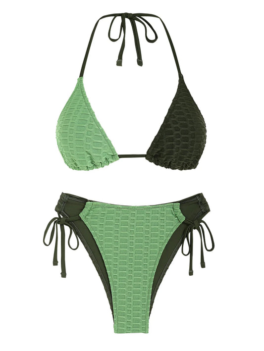 Bikini - Zweifarbig - Wabentextur - Sommer