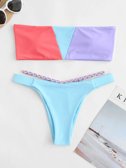 Bikini - Farbblöcke - Bandeau - Sommer