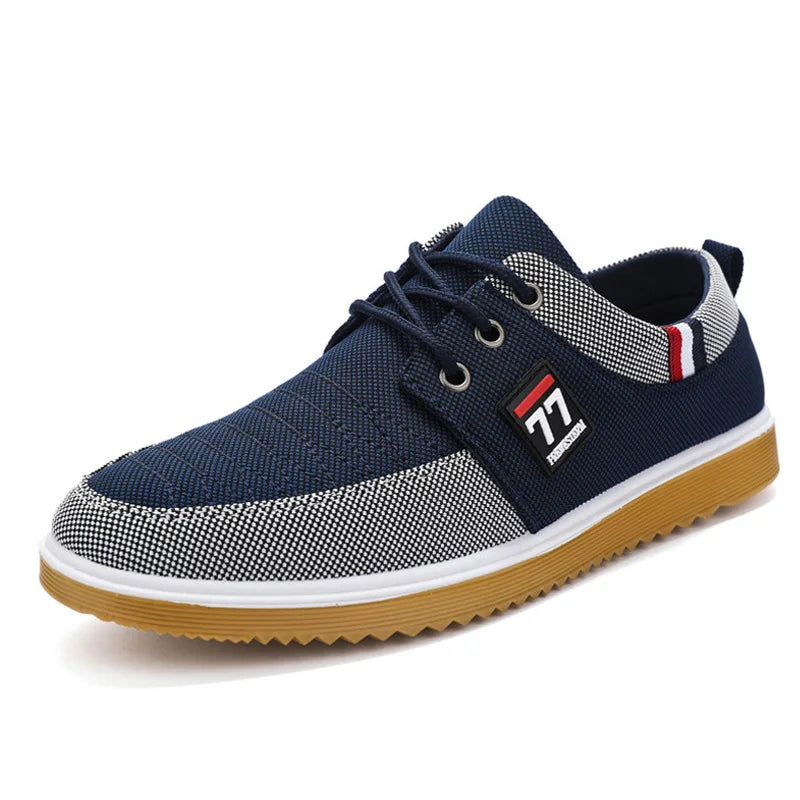 Lässige Herren Schnürschuhe aus Canvas – Atmungsaktive Freizeitschuhe mit Gummisohle
