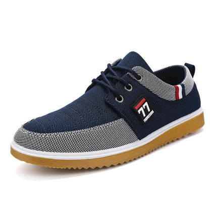 Lässige Herren Schnürschuhe aus Canvas – Atmungsaktive Freizeitschuhe mit Gummisohle