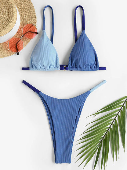 Bikini - Zweifarbig - Tanga - Sommer