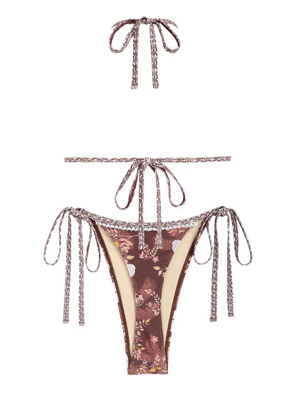 Bikini Set - Blumendruck - Spitzenfransen - Sommer