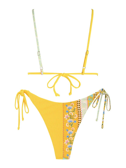 Bikini - Gerippt - Bohemian Paisley Print - Tanga - Sommer