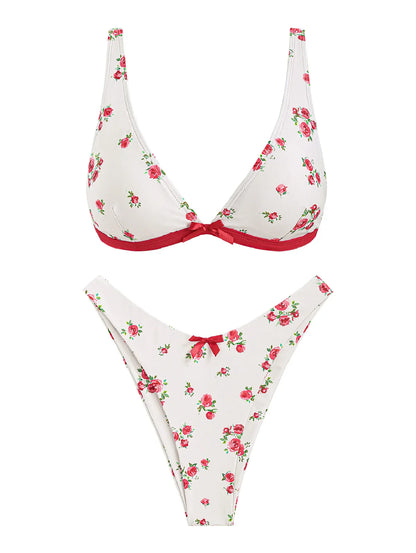 Bikini-Set - Blumen-Rosen-Druck - Sommer