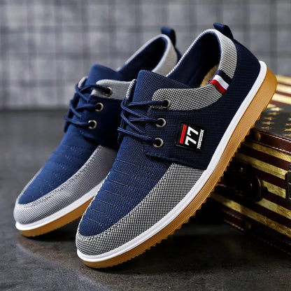 Lässige Herren Schnürschuhe aus Canvas – Atmungsaktive Freizeitschuhe mit Gummisohle