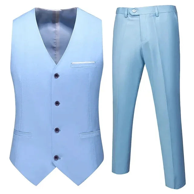 Zweiteiliger Herrenanzug - Anzug - Weste + Hose - Formal - Sommer