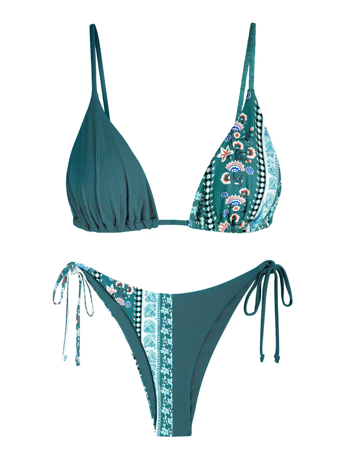 Bikini - Gerippt - Bohemian Paisley Print - Tanga - Sommer