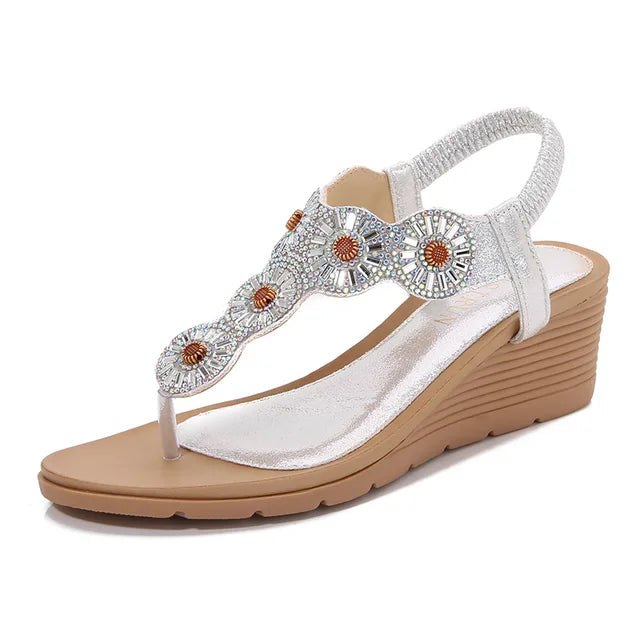 Sandalen - Keilabsatz - Elastischer Riemen - Sommer