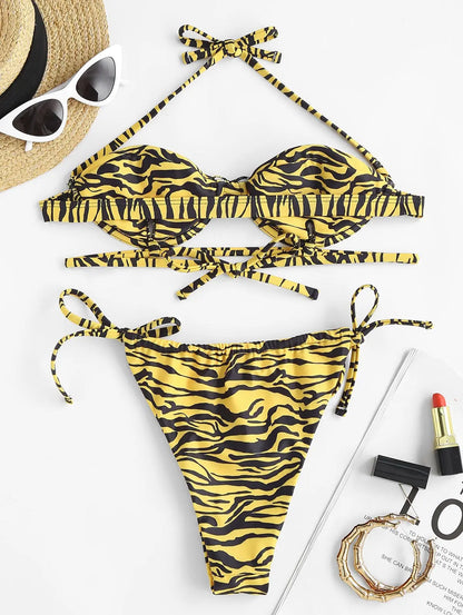 Bikini - Zebrastreifen - Push-Up - Brasilianisch - Sommer