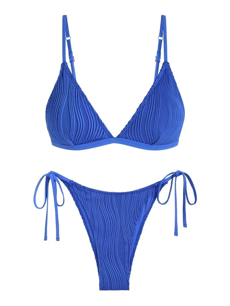 Bikini-Set - Wellenstruktur - Spitze - Sommer