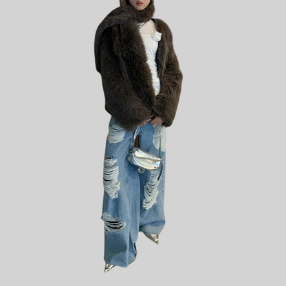 Zerrissene Jeans - Jahrgang - Streetwear Hose Mit Weitem Bein