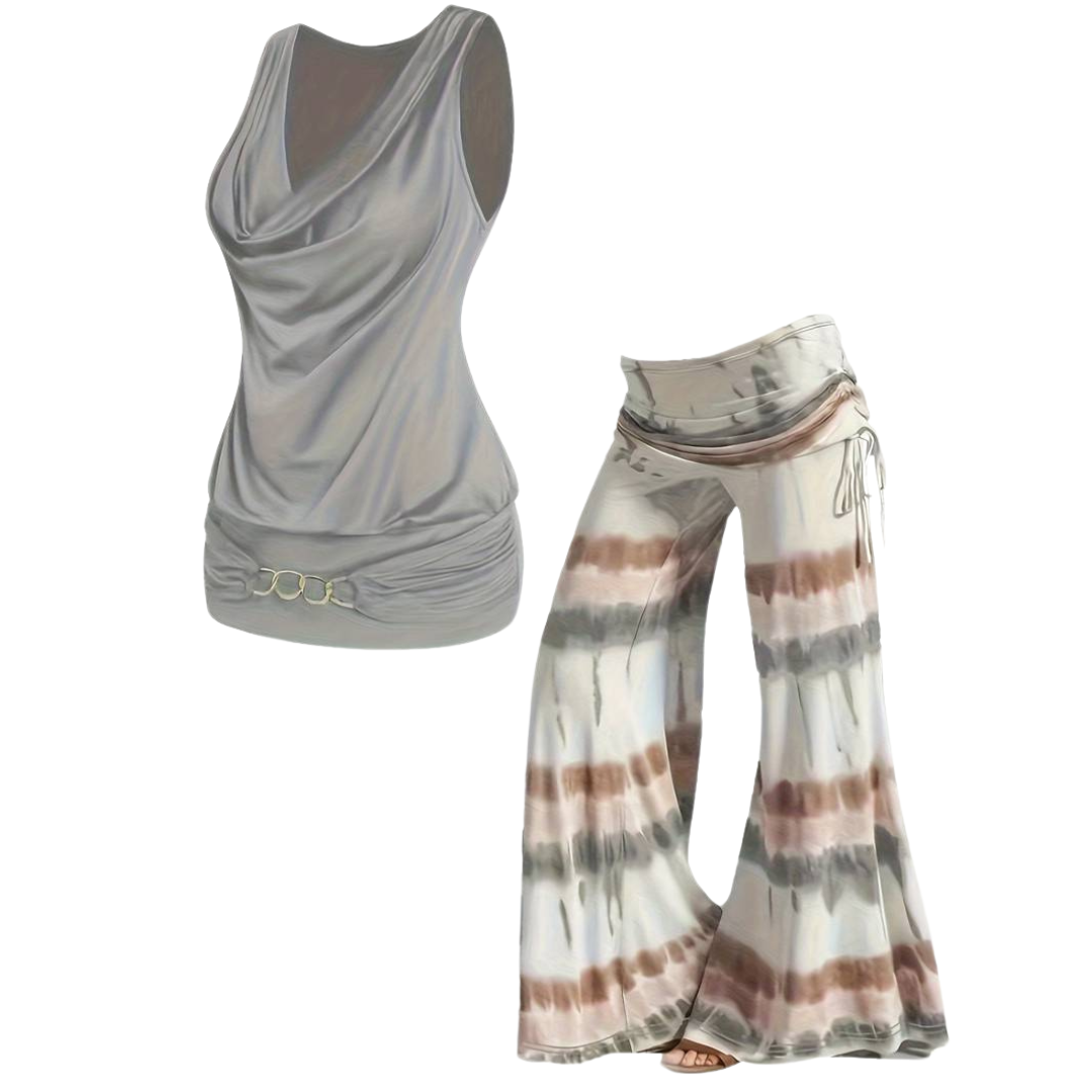 Summer Outfits - Boho  - Weste & Tie Dye Weite Hosen