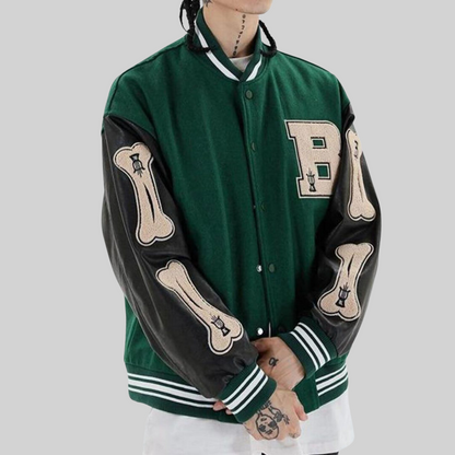 Baseball Jacke - Sportlich - Knochen Patchwork