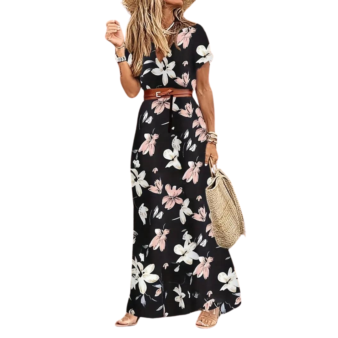 Sommer Maxikleid - Boho - Kurze Ärmel