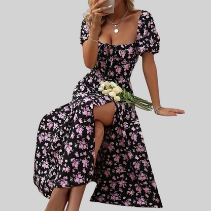 Sommer Maxikleid - Schick - Florale Puffärmel