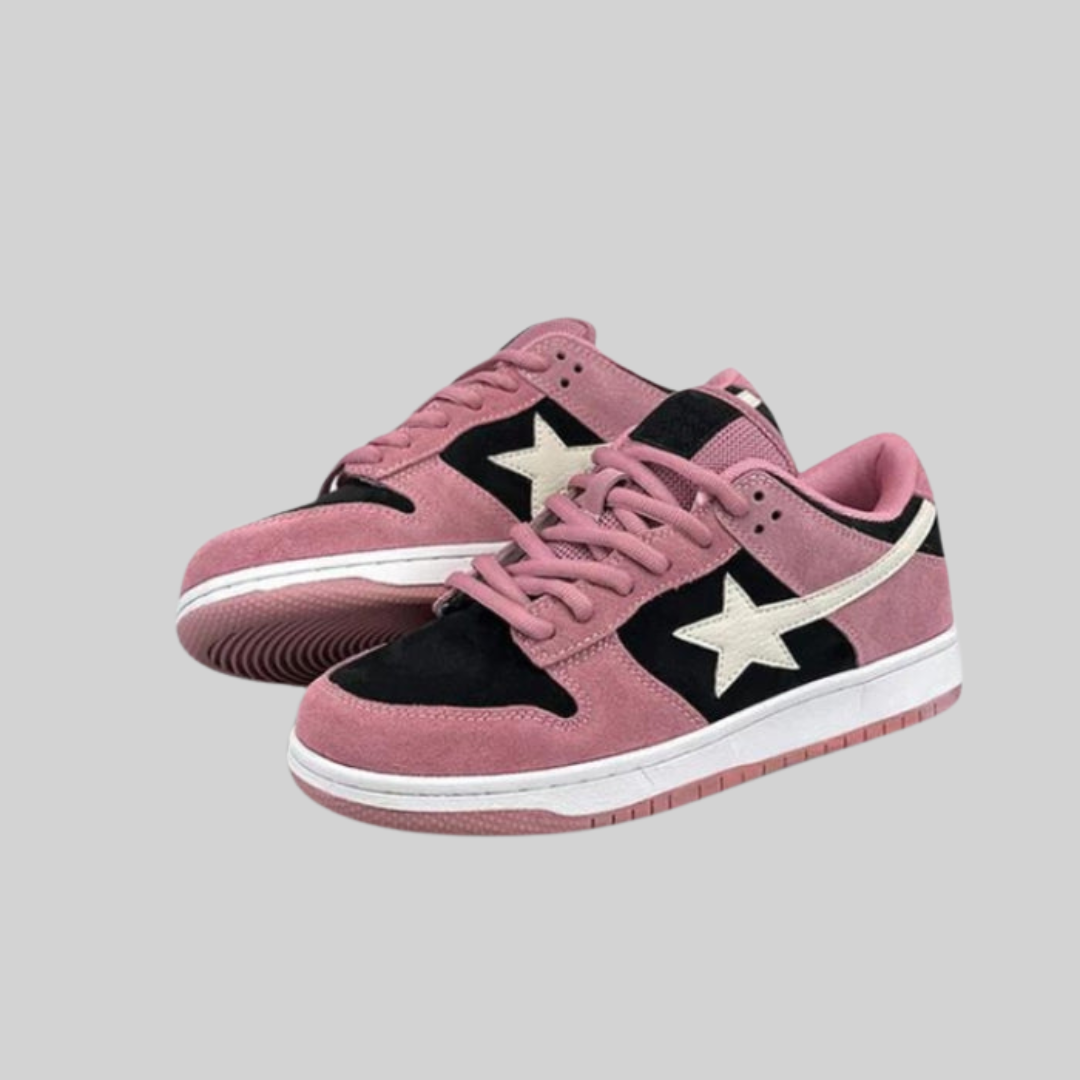 Turnschuhe - Sneakers- Jahrgang - Rosa Stern Bequem Atmungsaktiv