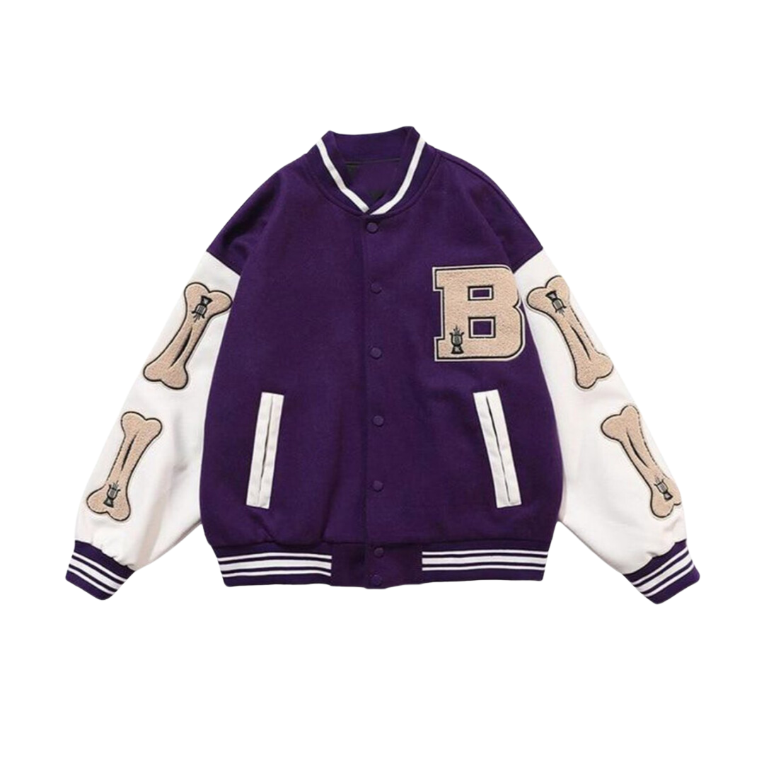 Baseball Jacke - Sportlich - Knochen Patchwork