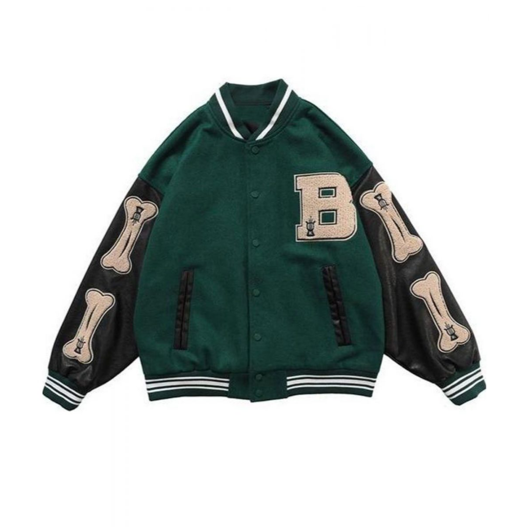 Baseball Jacke - Sportlich - Knochen Patchwork