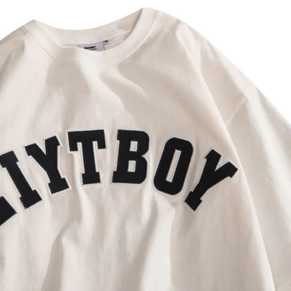 Sommer Cityboy T-Shirt- Weinlese - Letters Print Kurzarm