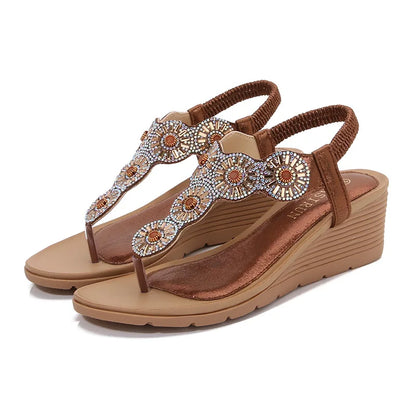 Sandalen - Keilabsatz - Elastischer Riemen - Sommer