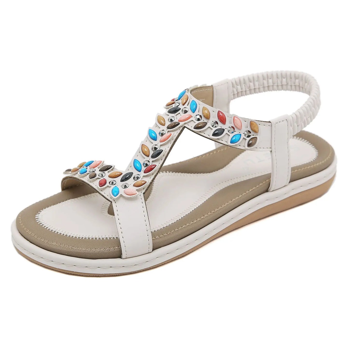 Flache Sandalen - Luxus-Steine - Sommer