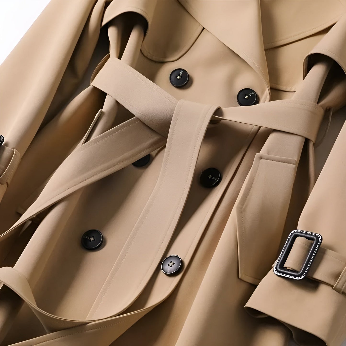 Zweireihiger Damen Trenchcoat mit Gürtel – Taillierter Mantel