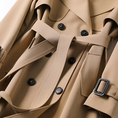 Zweireihiger Damen Trenchcoat mit Gürtel – Taillierter Mantel