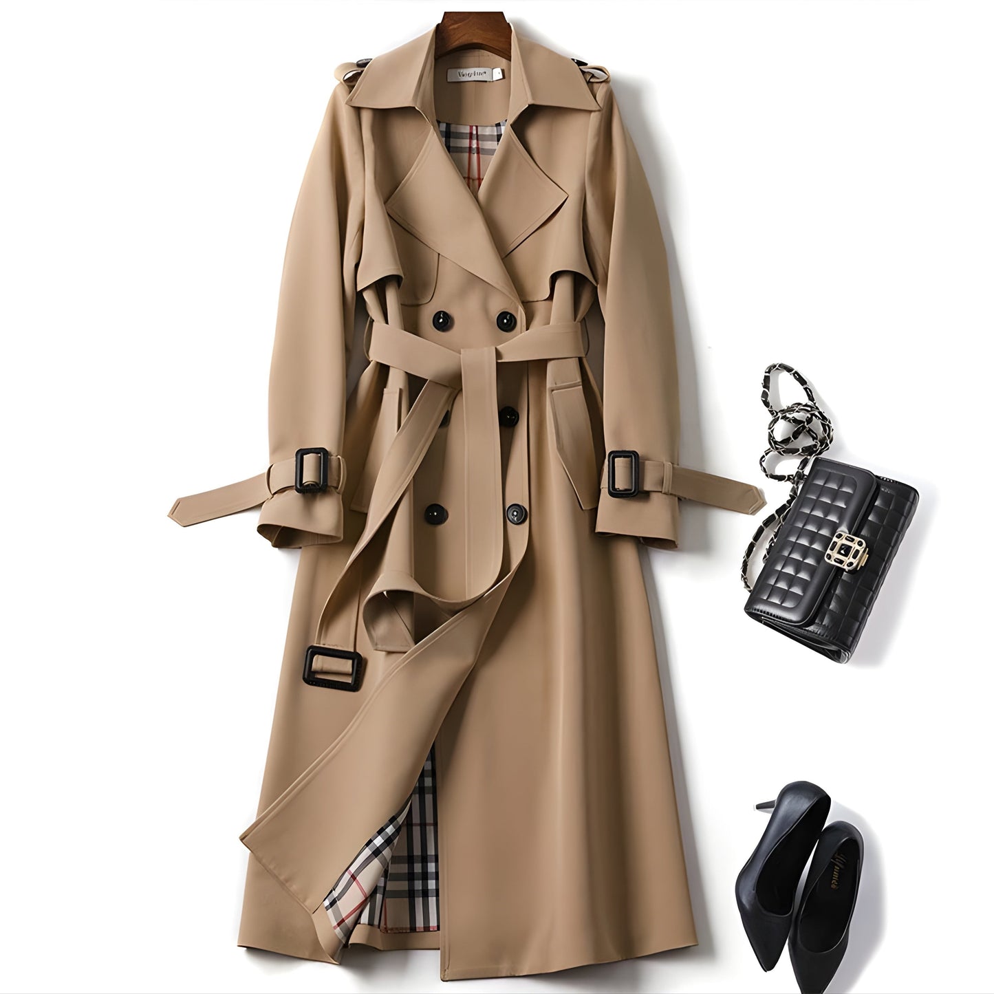 Zweireihiger Damen Trenchcoat mit Gürtel – Taillierter Mantel