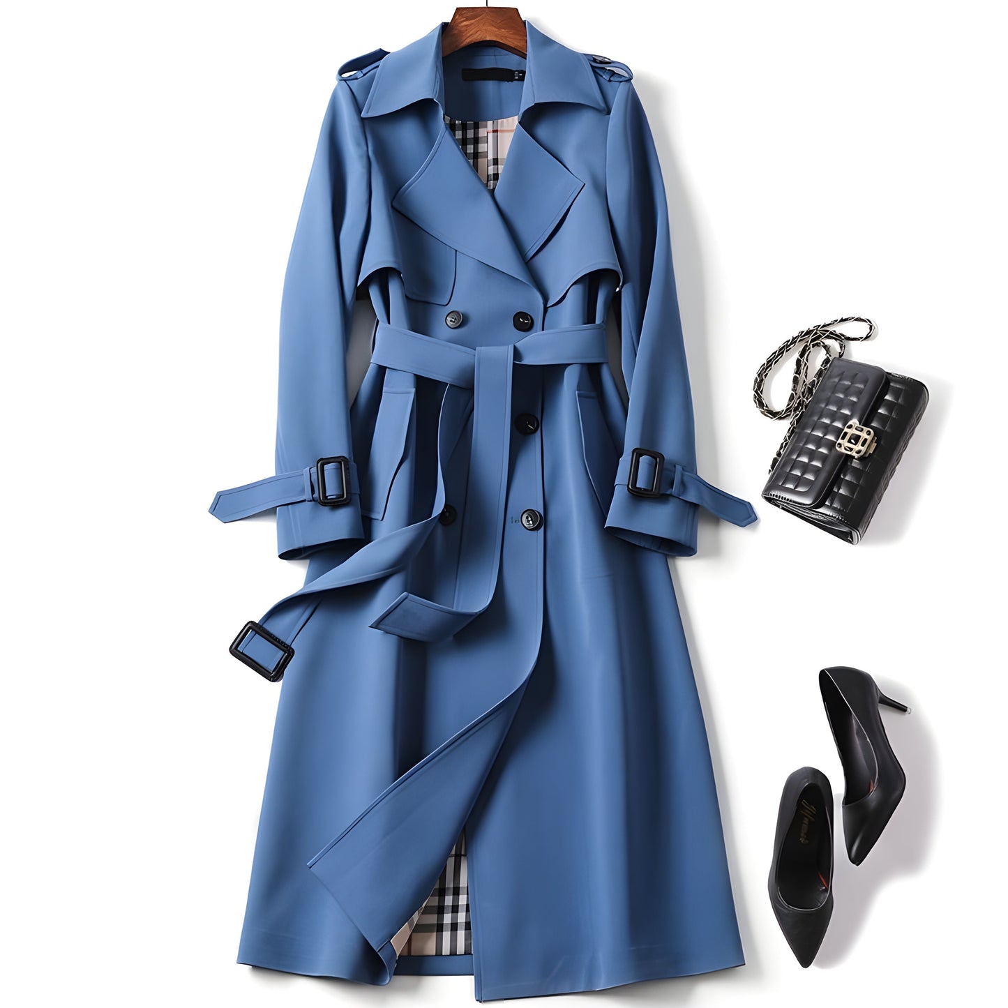 Zweireihiger Damen Trenchcoat mit Gürtel – Taillierter Mantel