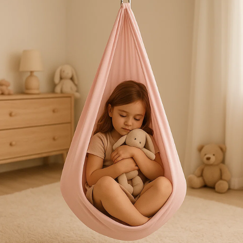 CozyNest Sensorische Therapieschaukel aus Baumwolle – Beruhigende Schaukel für Kinder mit Tiefendruck- und Balancestütze