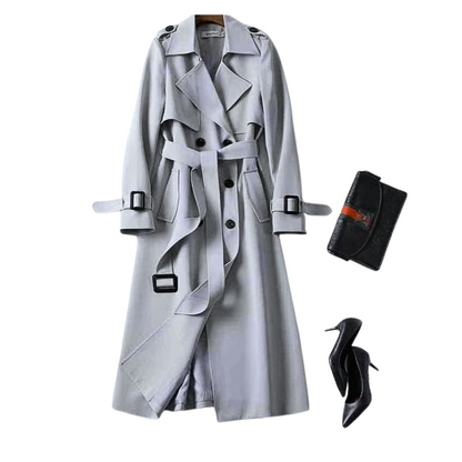Zweireihiger Damen Trenchcoat mit Gürtel – Taillierter Mantel
