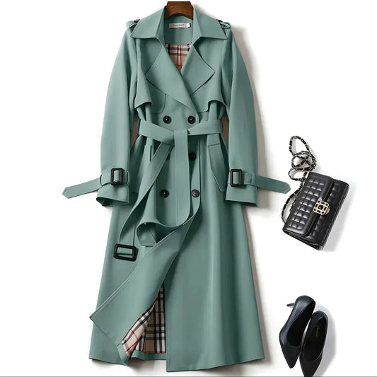 Zweireihiger Damen Trenchcoat mit Gürtel – Taillierter Mantel