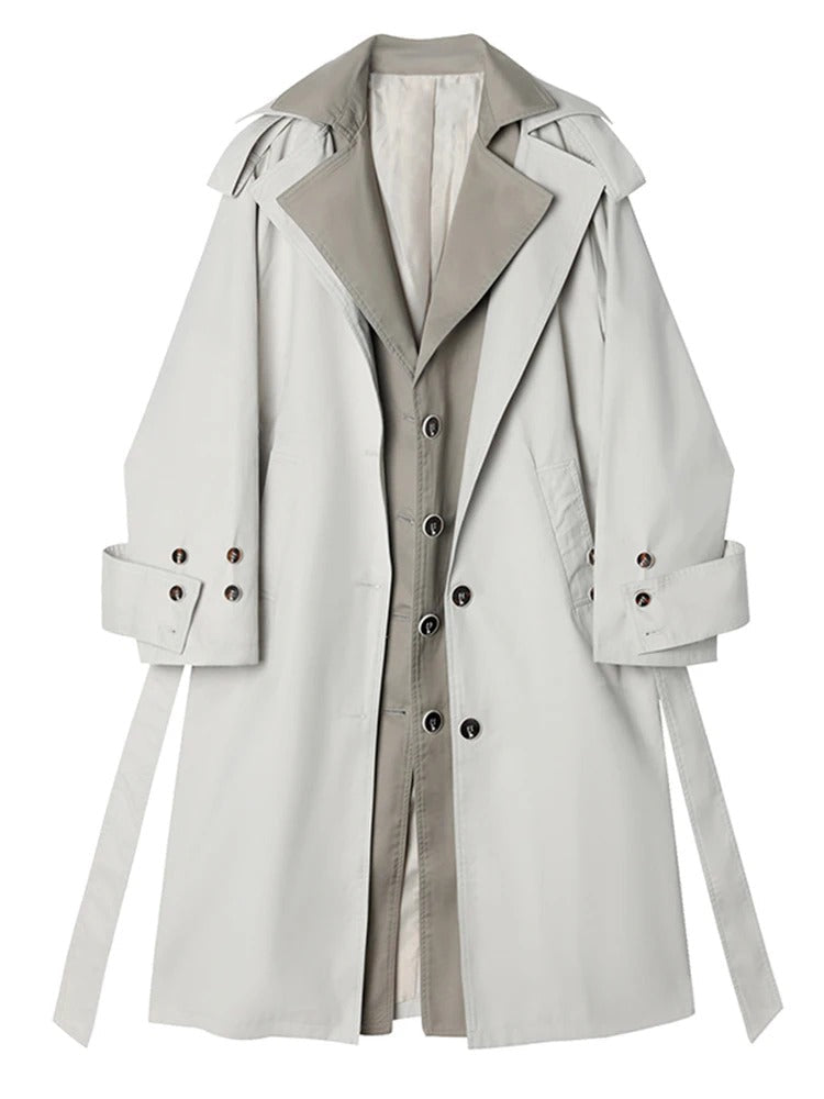 Mantel - Chic - Grau Long Loose Fit Trench